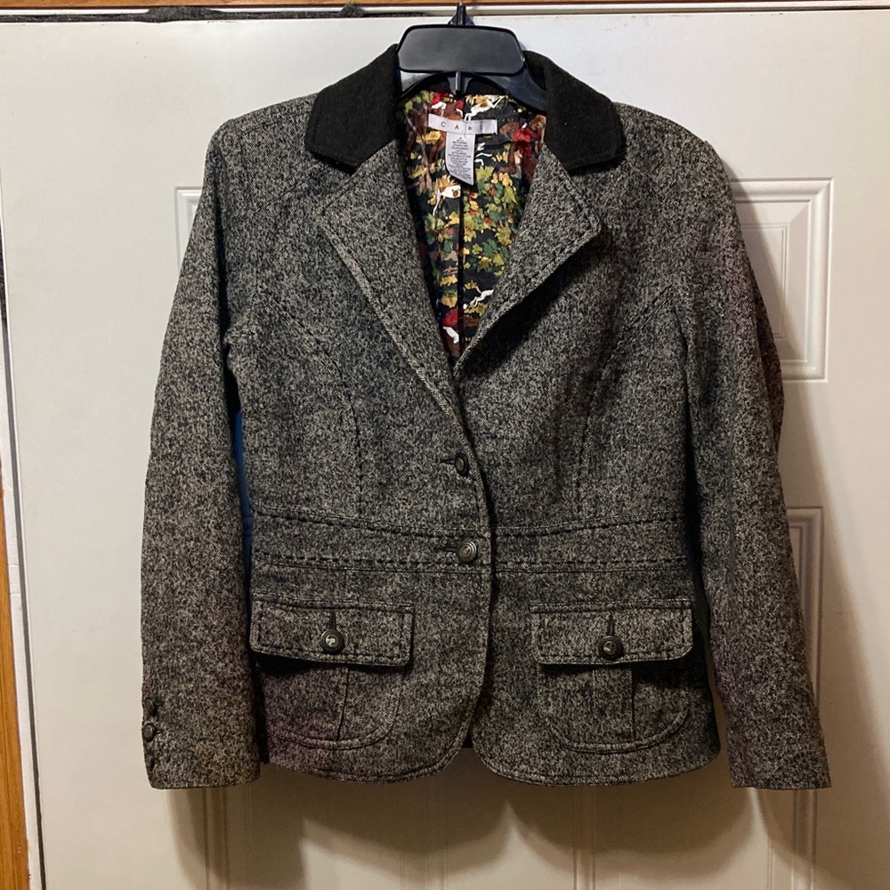 CAbi Black and Gray Tweed‎ Blazer 8